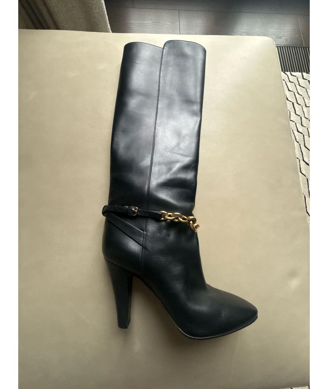 SAINT LAURENT Черные кожаные сапоги, фото 5