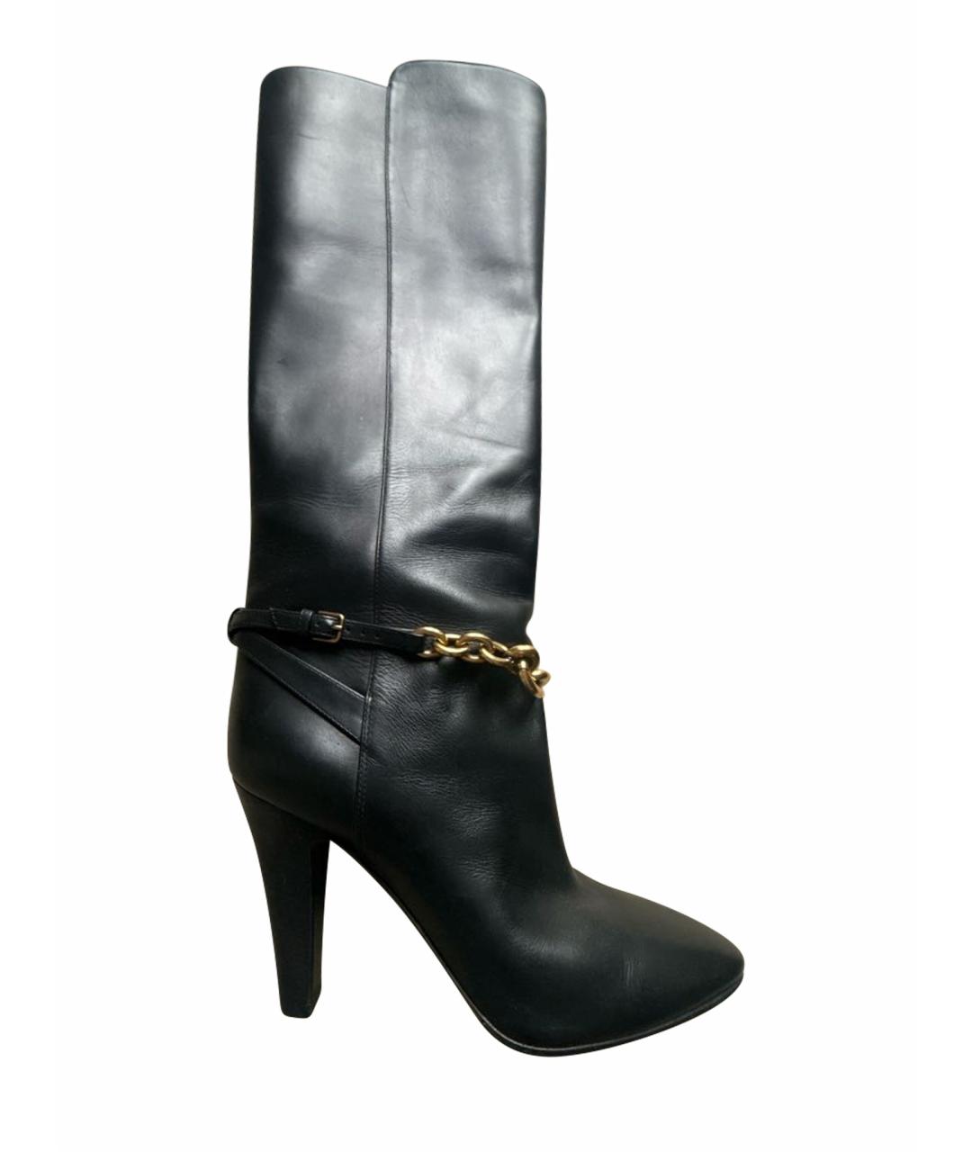 SAINT LAURENT Черные кожаные сапоги, фото 1