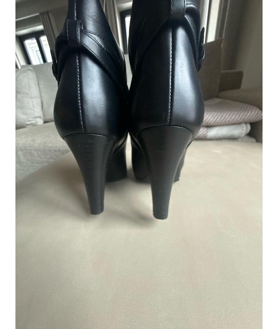 SAINT LAURENT Черные кожаные сапоги, фото 4