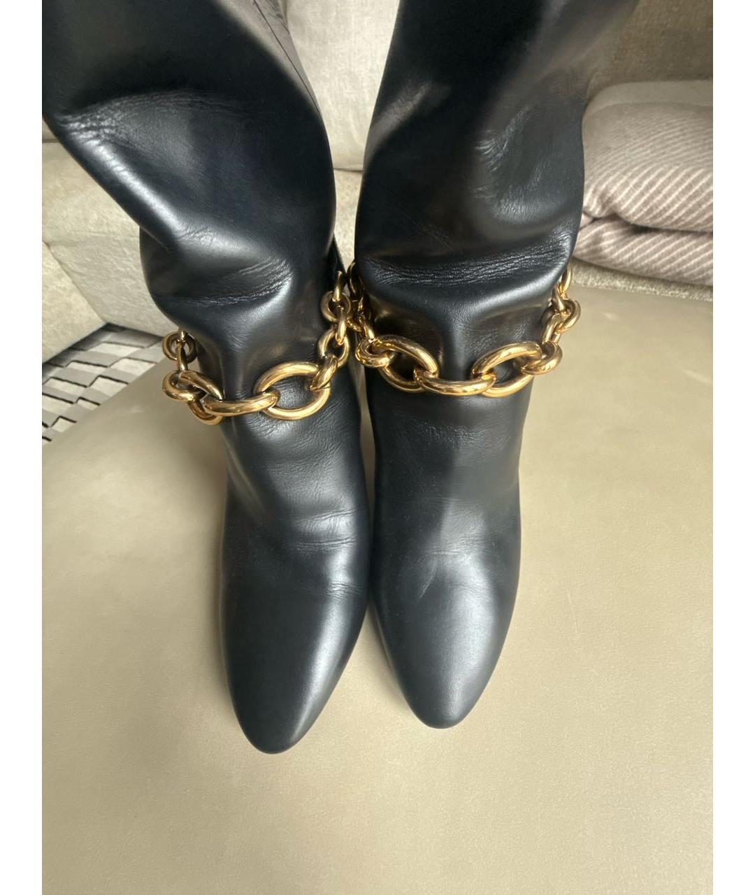 SAINT LAURENT Черные кожаные сапоги, фото 3