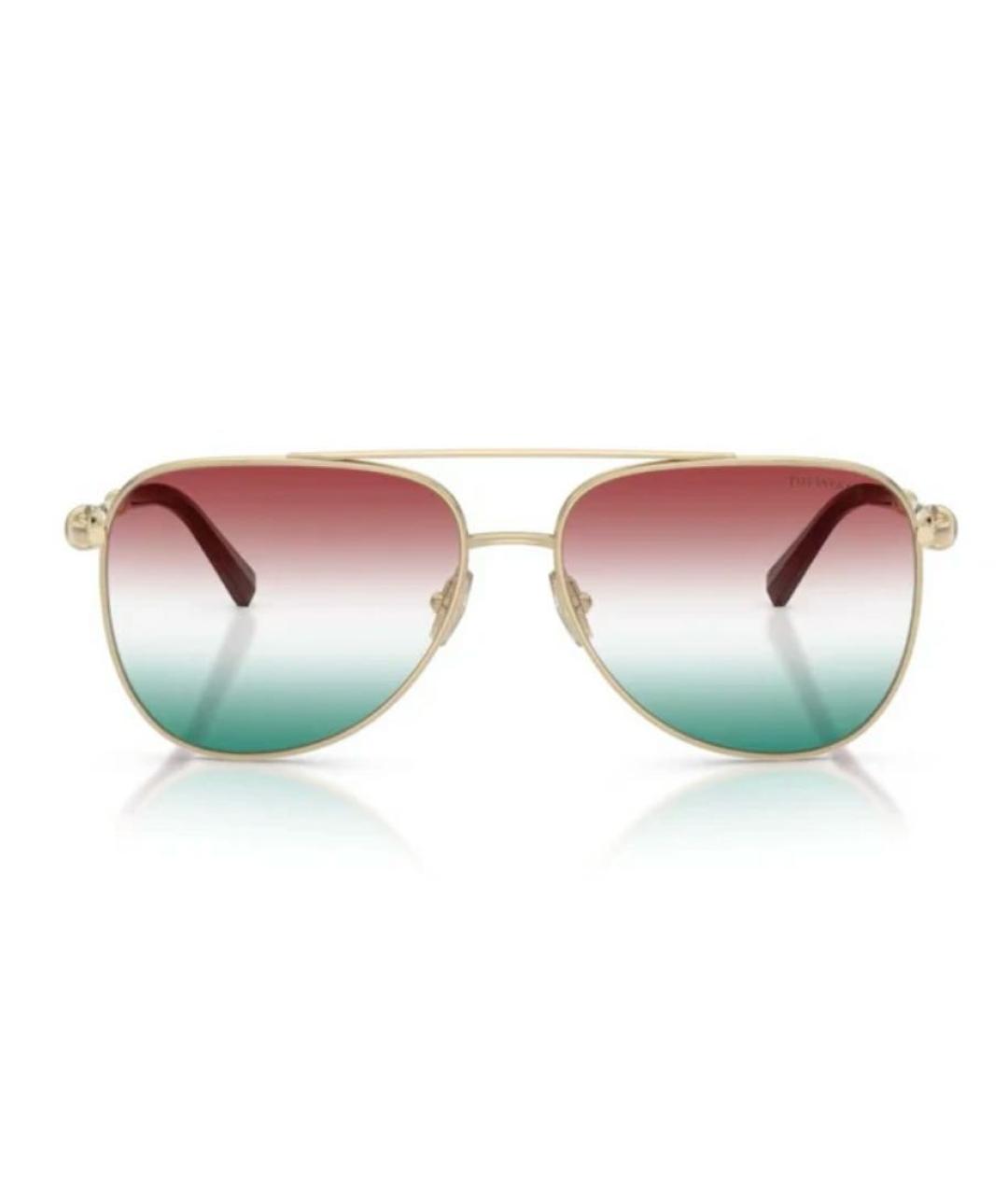 TIFFANY&CO Золотые металлические солнцезащитные очки, фото 2