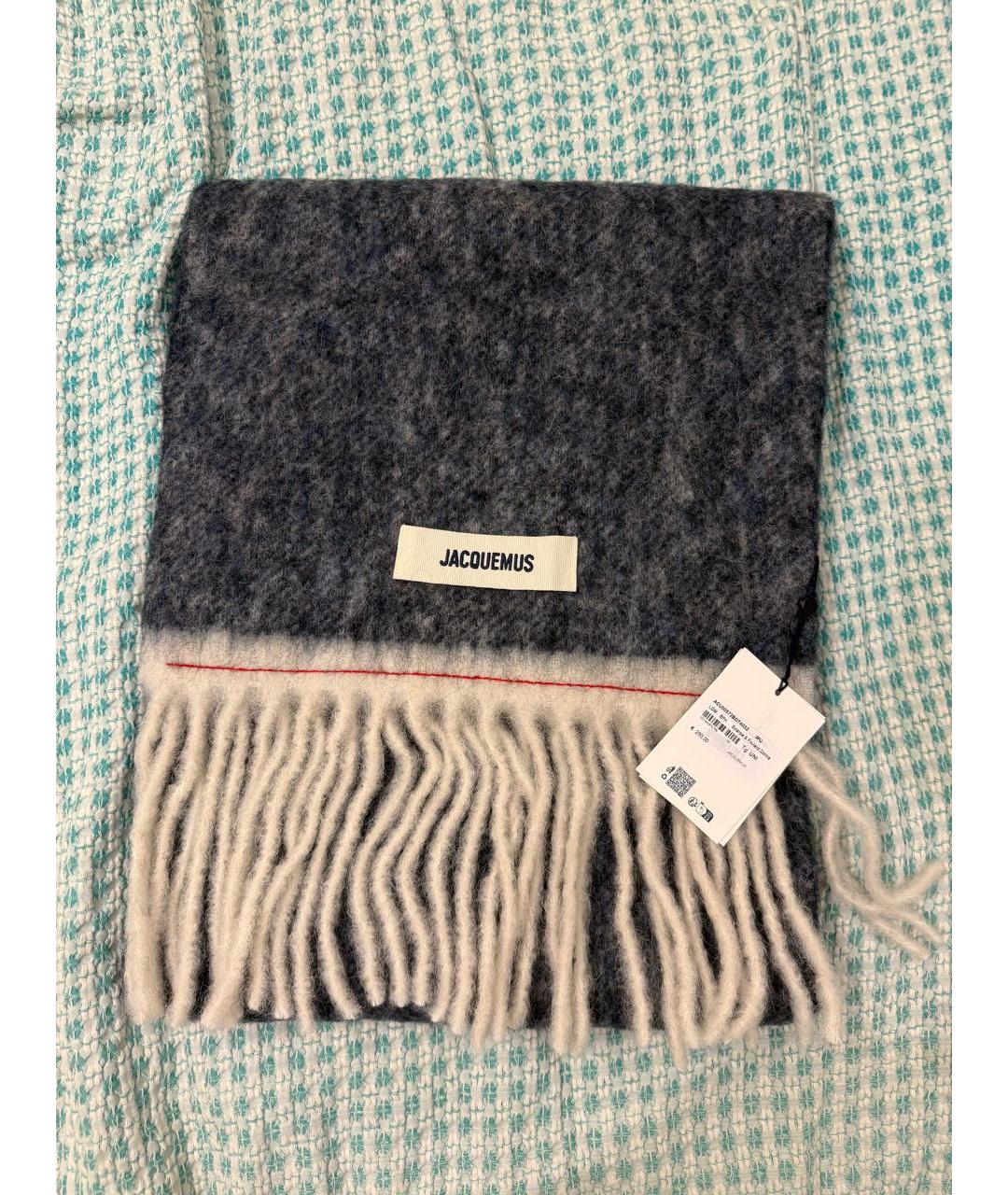 JACQUEMUS Синий шерстяной шарф, фото 5