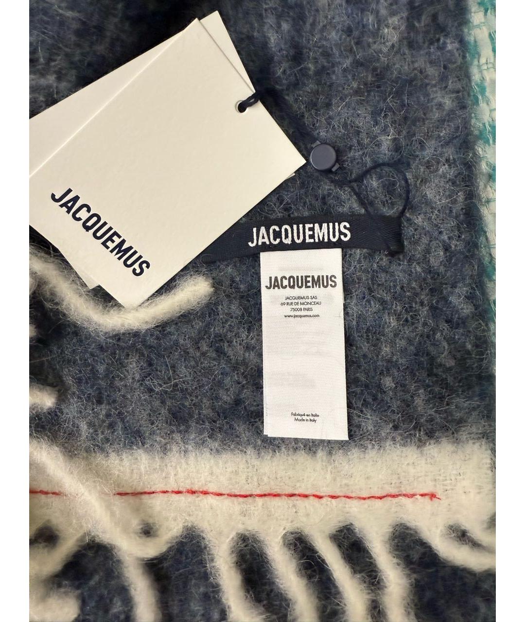 JACQUEMUS Синий шерстяной шарф, фото 7