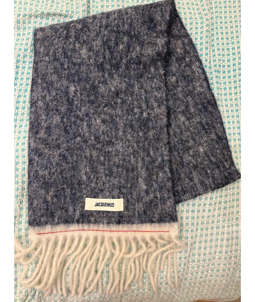 JACQUEMUS Синий шерстяной шарф, фото 8