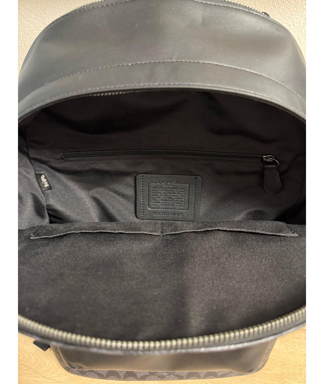 COACH Черный кожаный рюкзак, фото 4