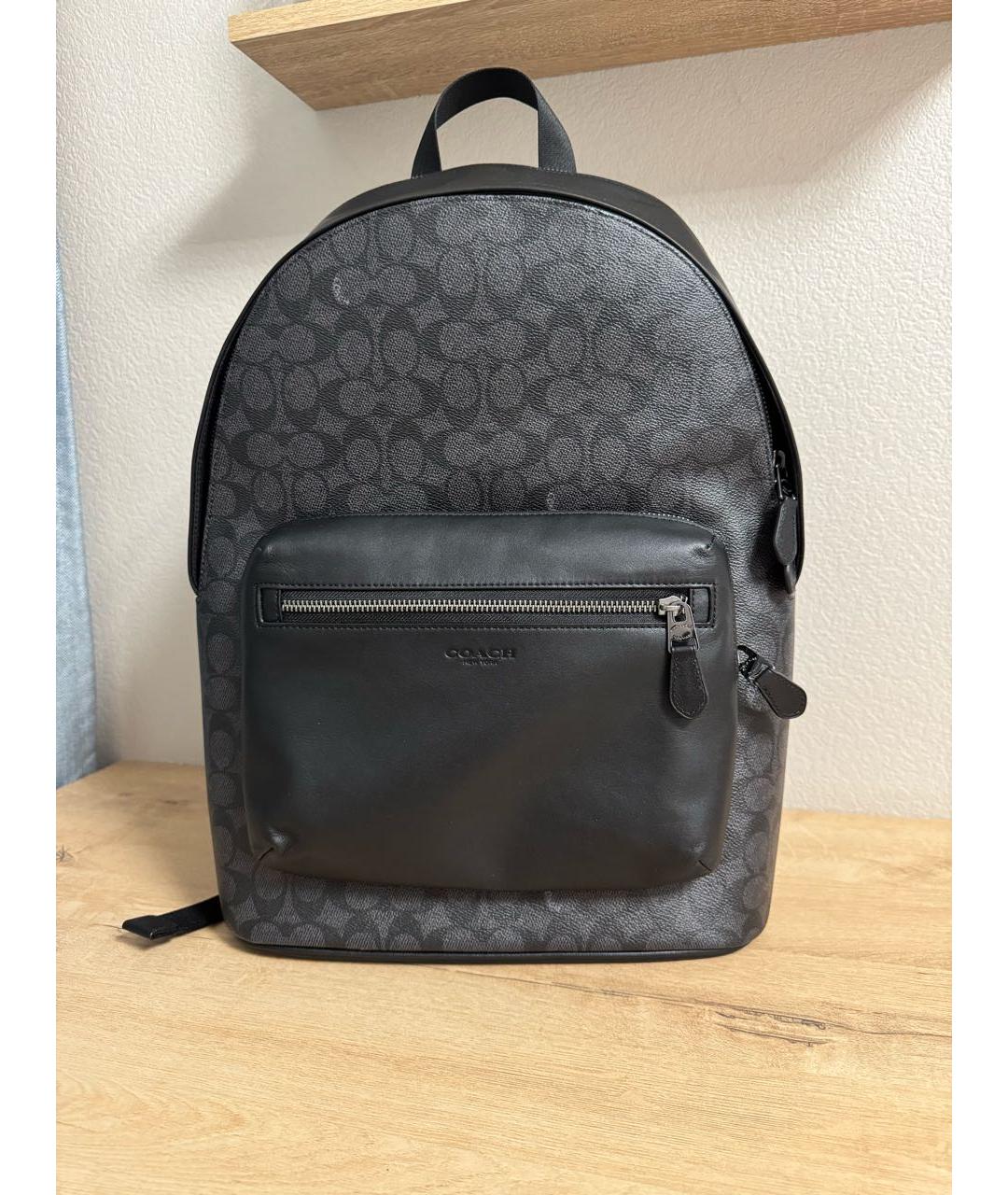 COACH Черный кожаный рюкзак, фото 8