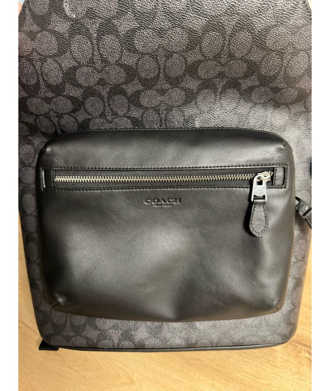 COACH Черный кожаный рюкзак, фото 6