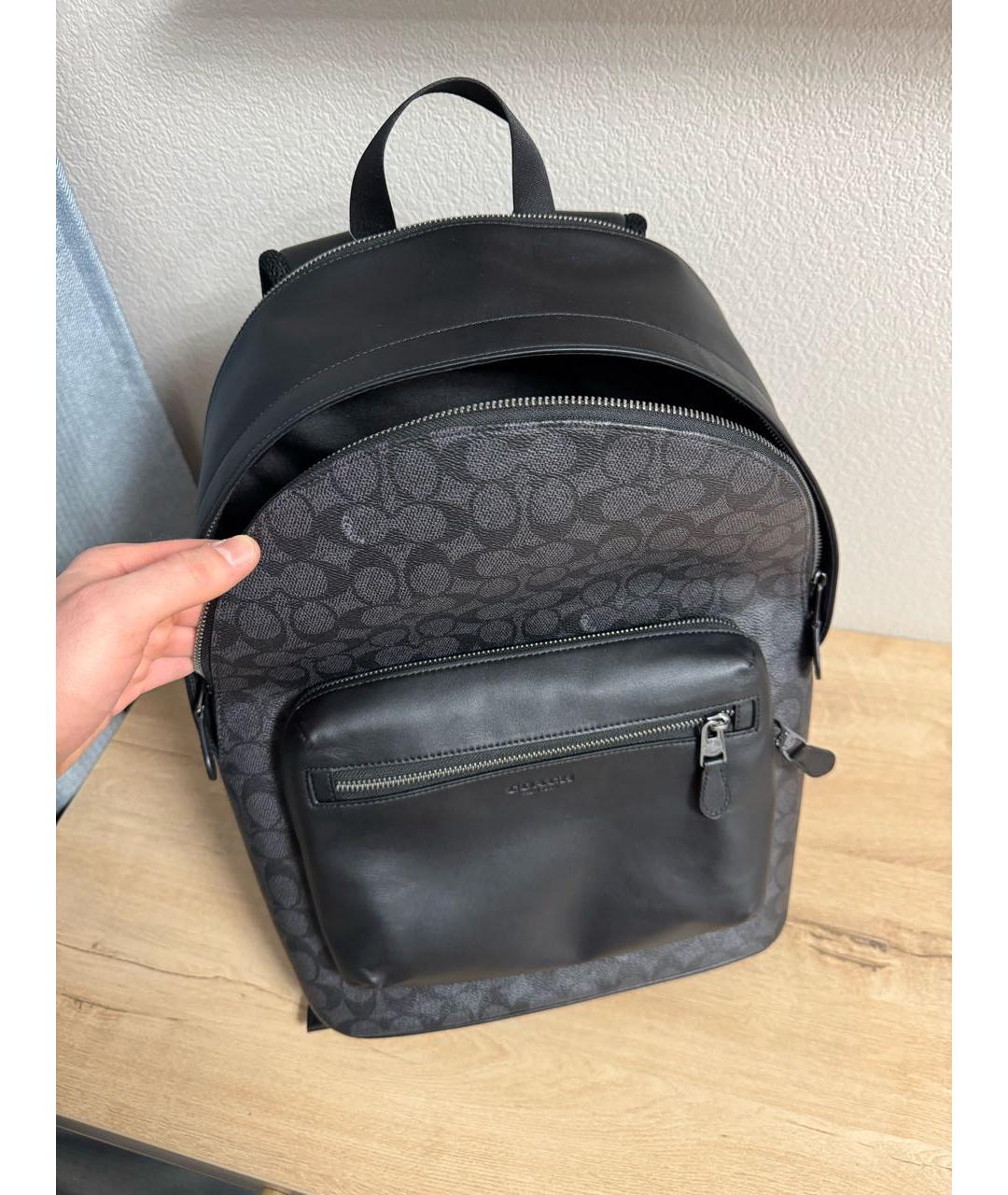 COACH Черный кожаный рюкзак, фото 2
