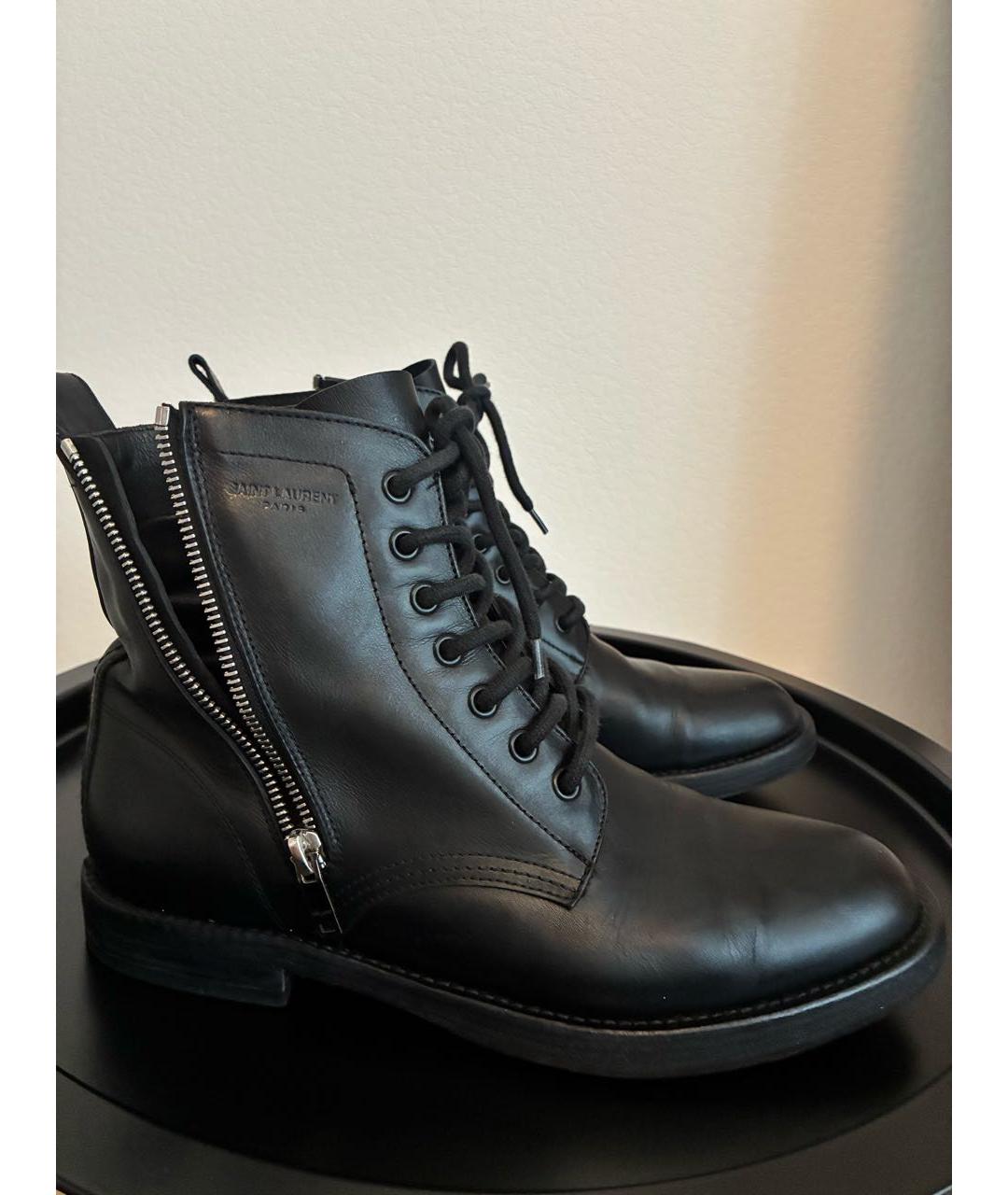 SAINT LAURENT Черные кожаные ботинки, фото 6