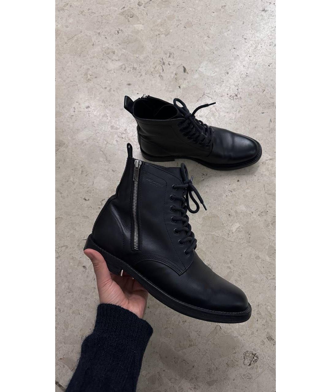 SAINT LAURENT Черные кожаные ботинки, фото 8