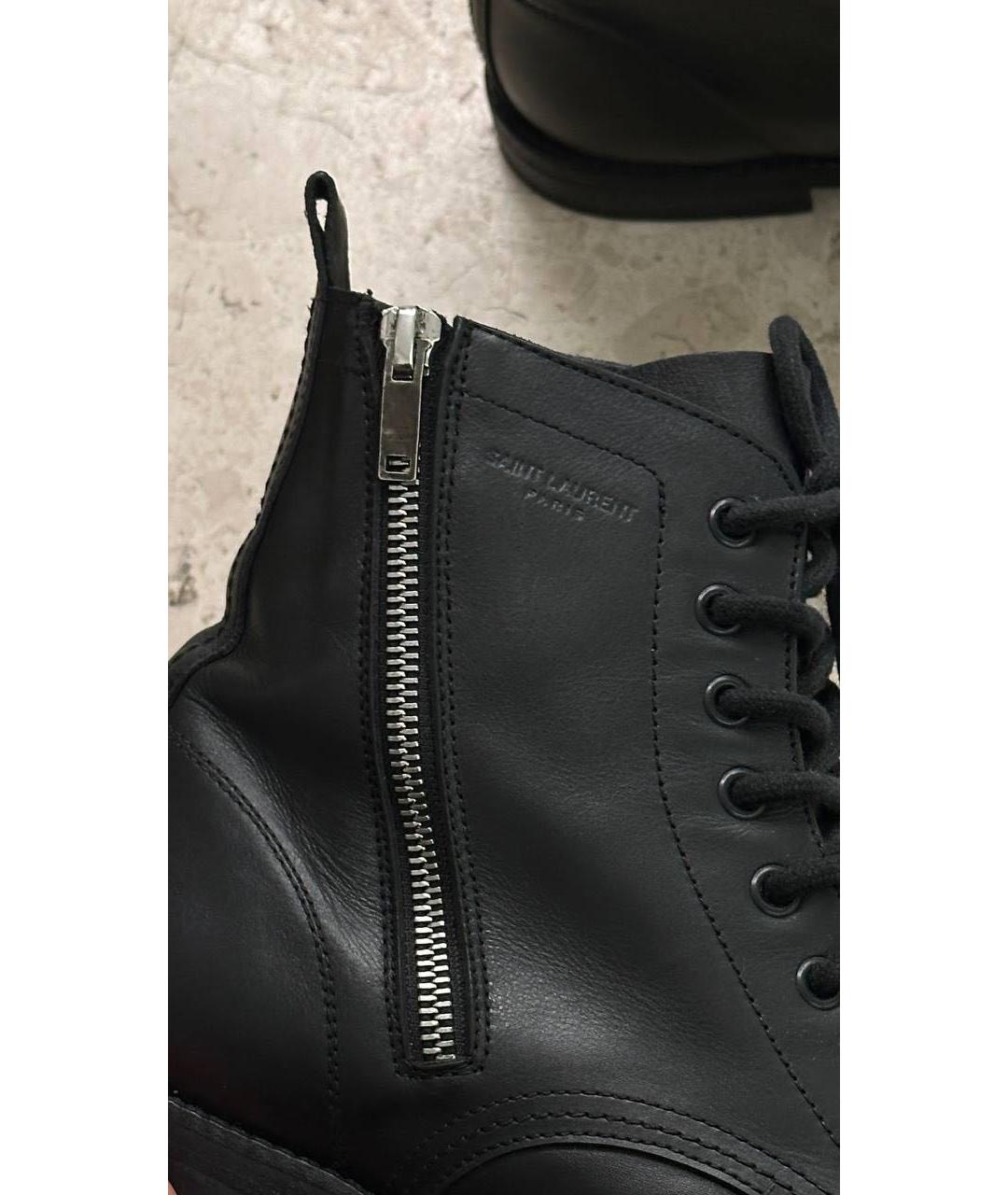 SAINT LAURENT Черные кожаные ботинки, фото 3