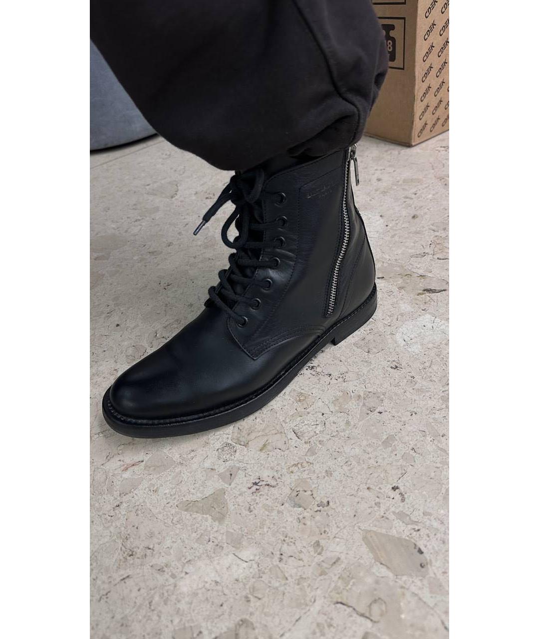 SAINT LAURENT Черные кожаные ботинки, фото 2