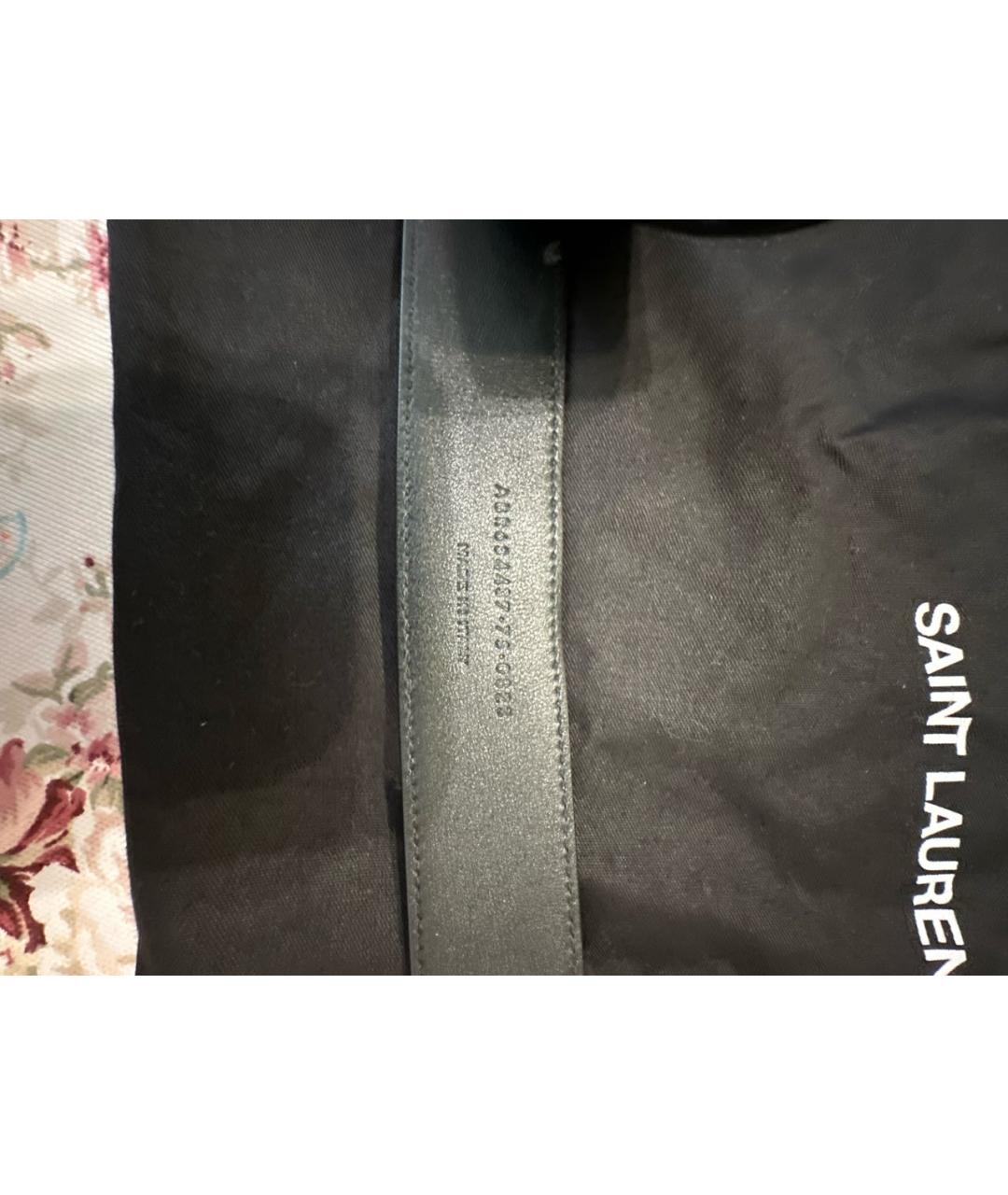 SAINT LAURENT Черный кожаный ремень, фото 3