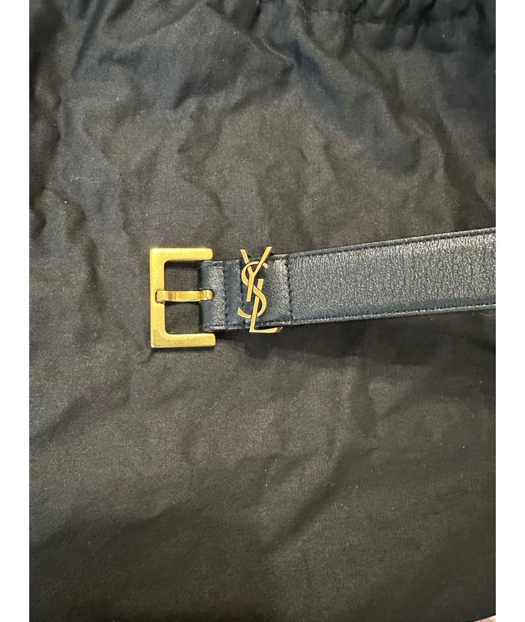 SAINT LAURENT Черный кожаный ремень, фото 2