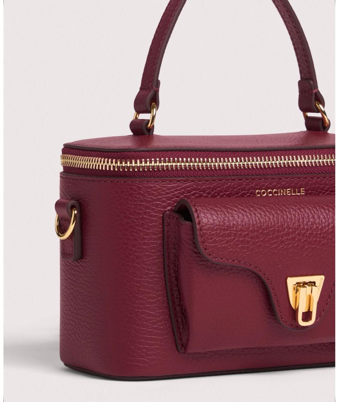 COCCINELLE Бордовая кожаная сумка через плечо, фото 5