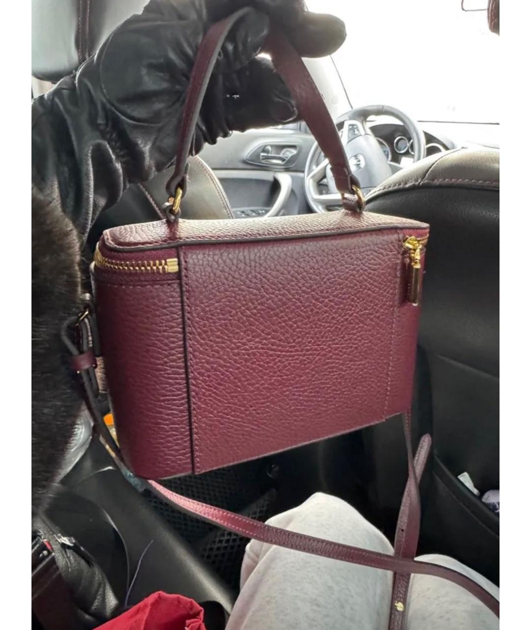 COCCINELLE Бордовая кожаная сумка через плечо, фото 3