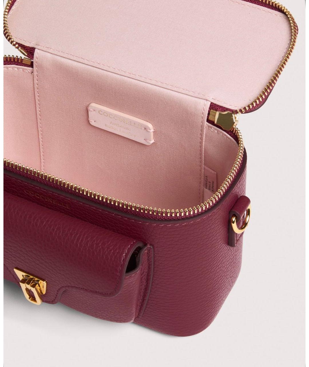 COCCINELLE Бордовая кожаная сумка через плечо, фото 4