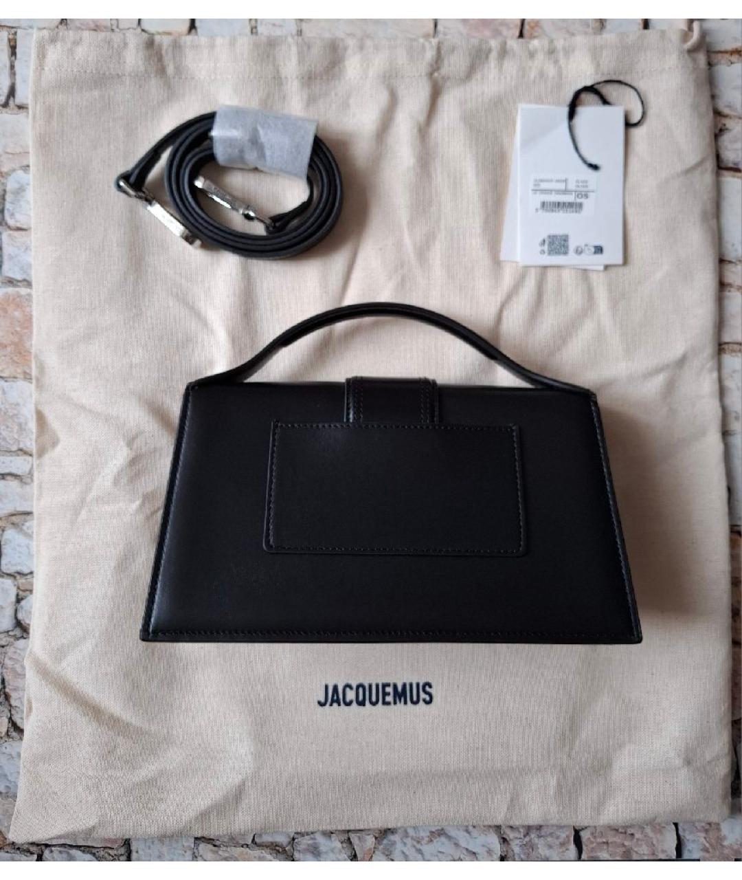 JACQUEMUS Черная кожаная сумка через плечо, фото 3