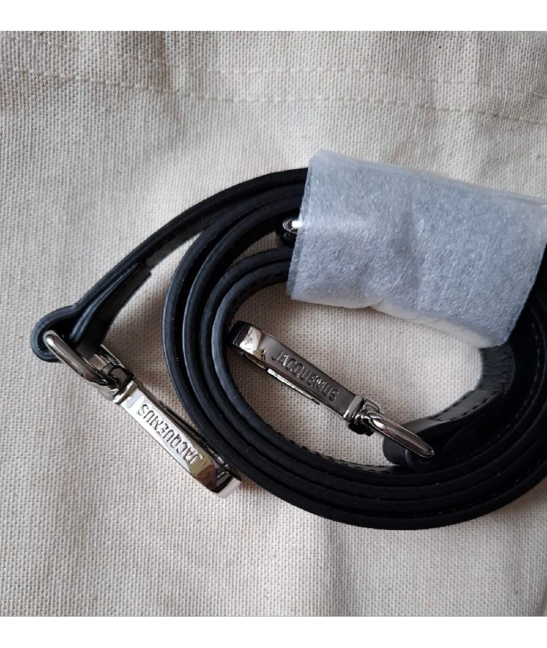 JACQUEMUS Черная кожаная сумка через плечо, фото 5