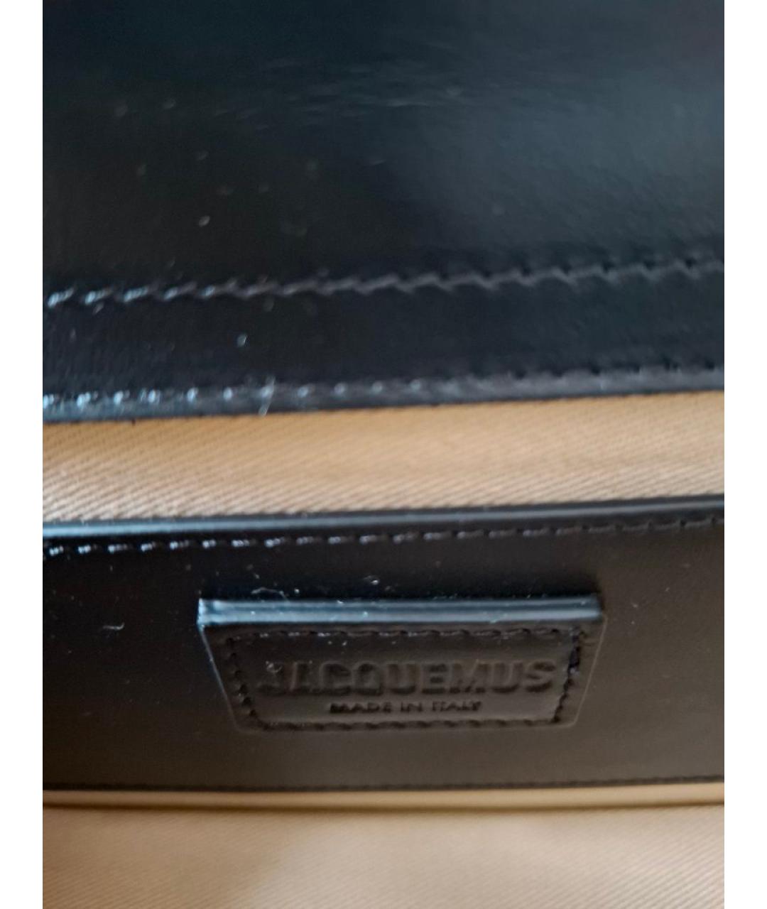 JACQUEMUS Черная кожаная сумка через плечо, фото 4