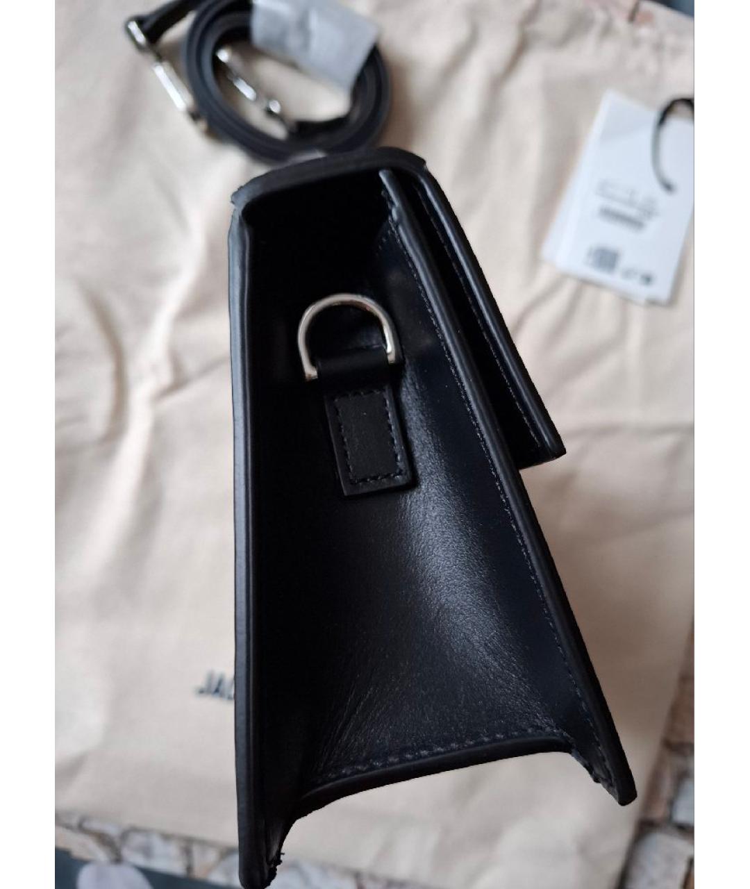 JACQUEMUS Черная кожаная сумка через плечо, фото 2