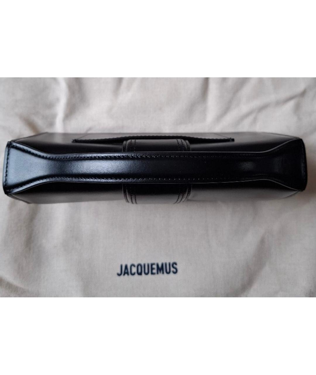 JACQUEMUS Черная кожаная сумка через плечо, фото 6