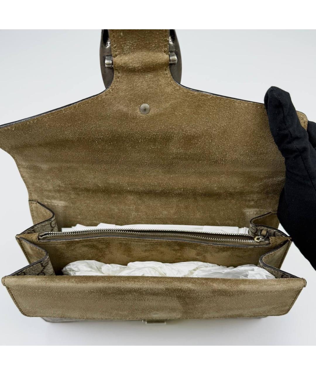 GUCCI Бежевая кожаная сумка через плечо, фото 5