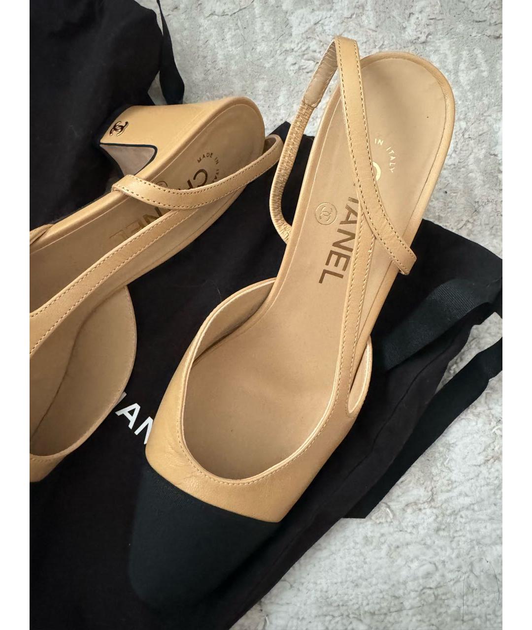 CHANEL Бежевые кожаные туфли, фото 3