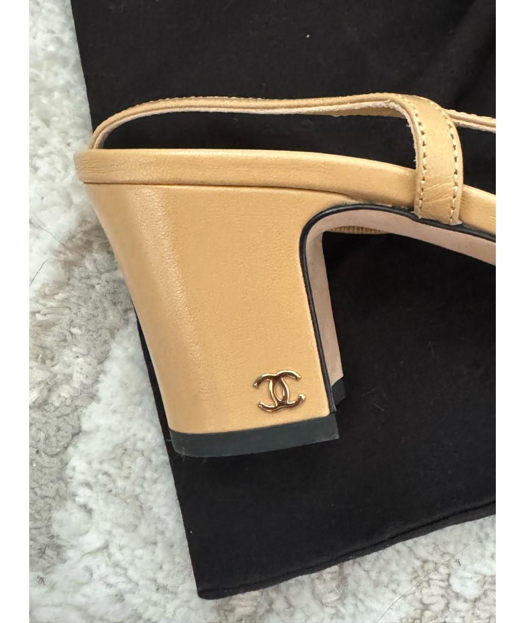 CHANEL Бежевые кожаные туфли, фото 7