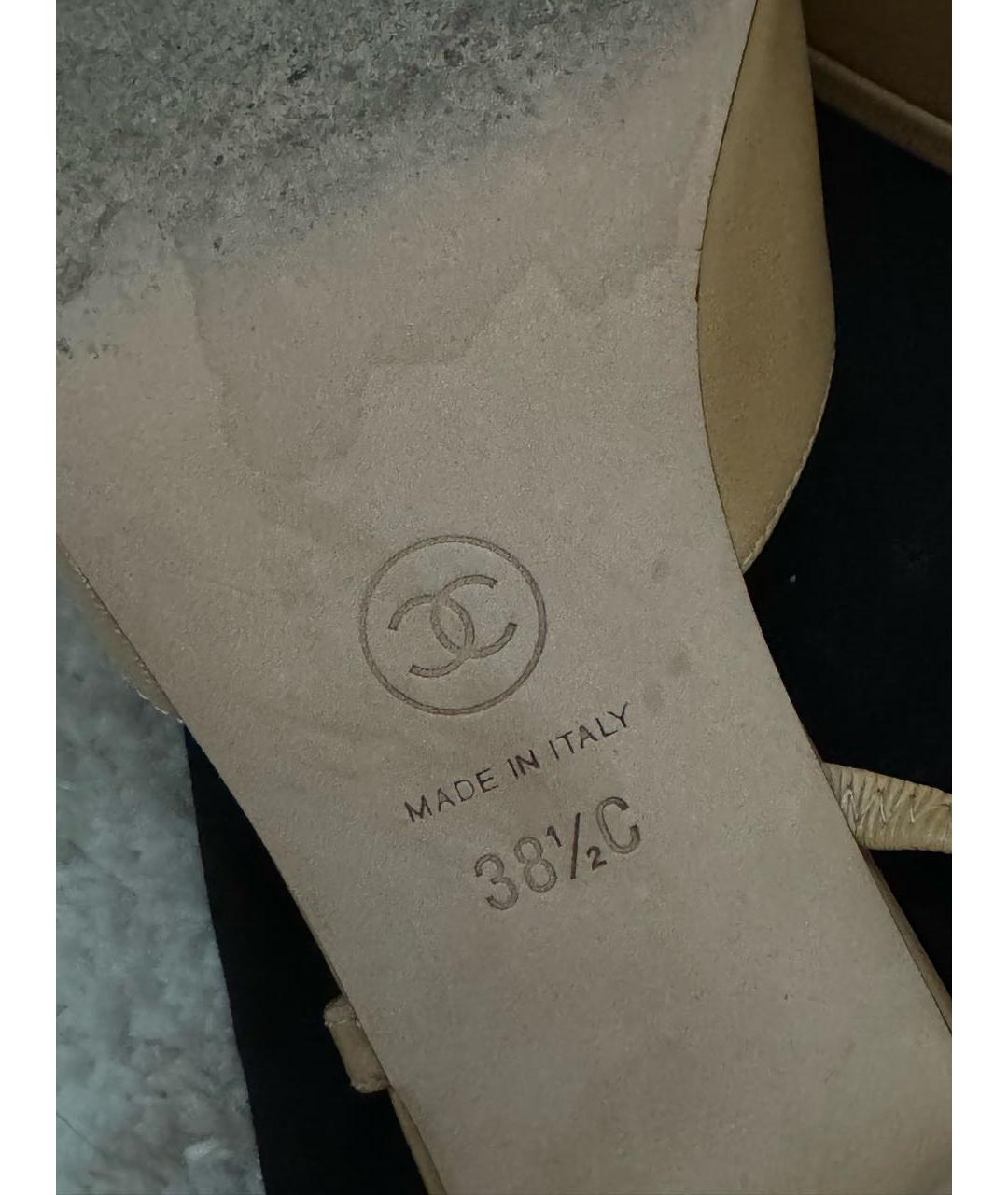 CHANEL Бежевые кожаные туфли, фото 6