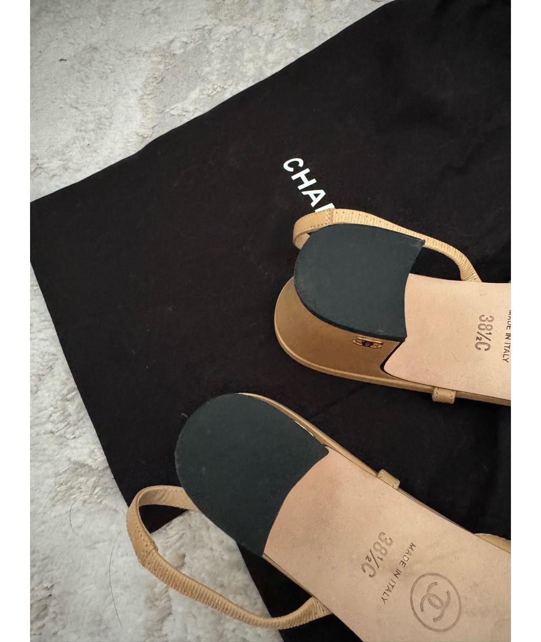 CHANEL Бежевые кожаные туфли, фото 5