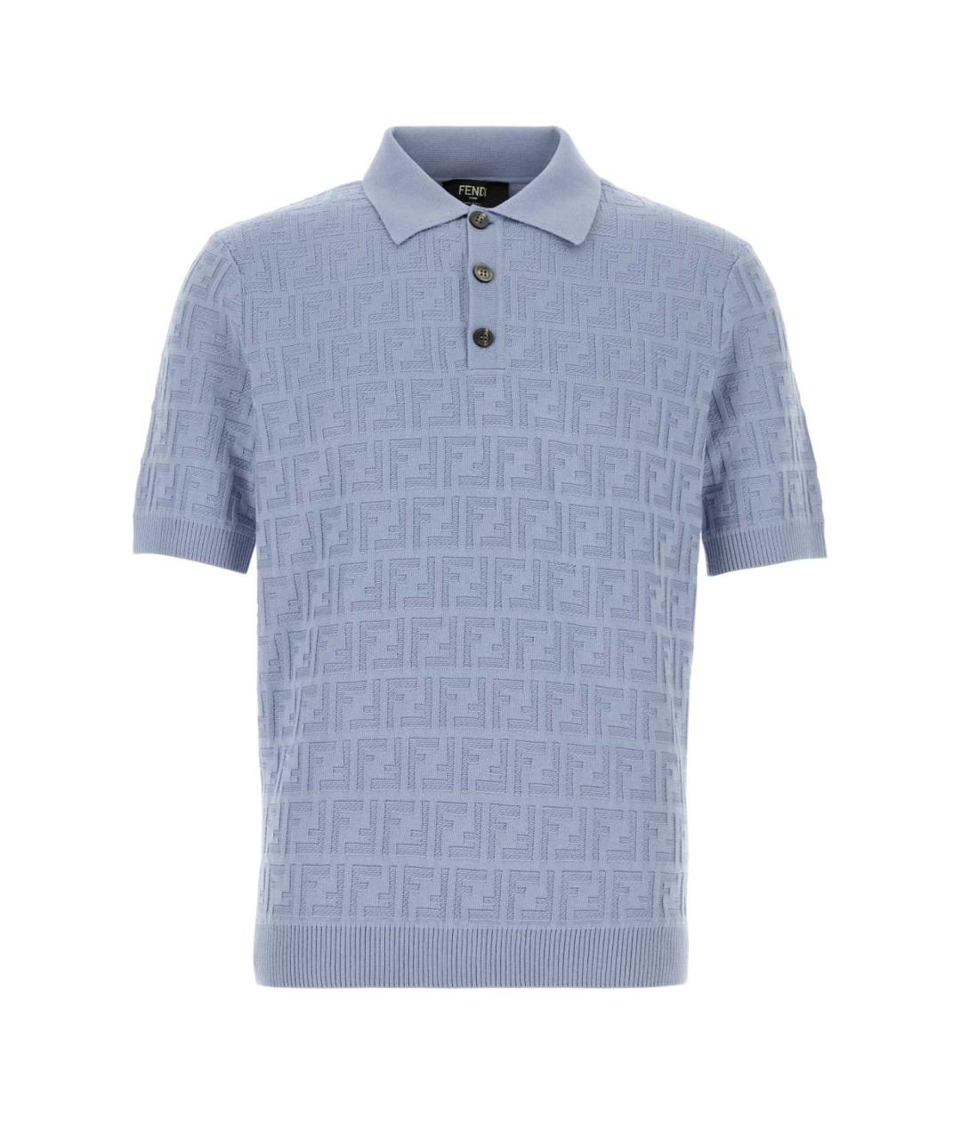 FENDI Голубое хлопковое поло с коротким рукавом, фото 1