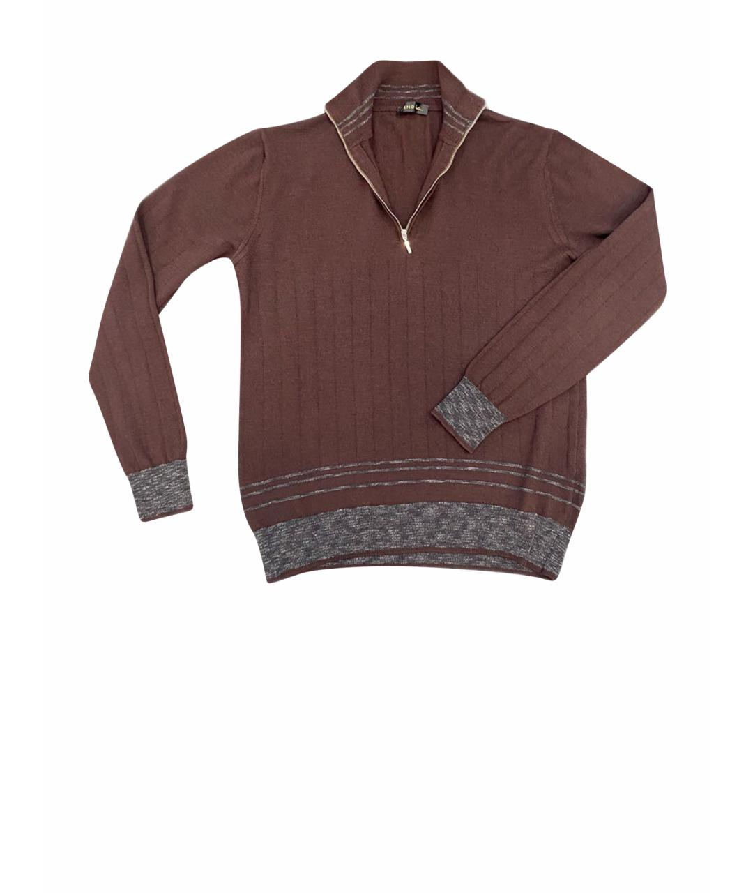 CORNELIANI Коричневый шерстяной джемпер / свитер, фото 1