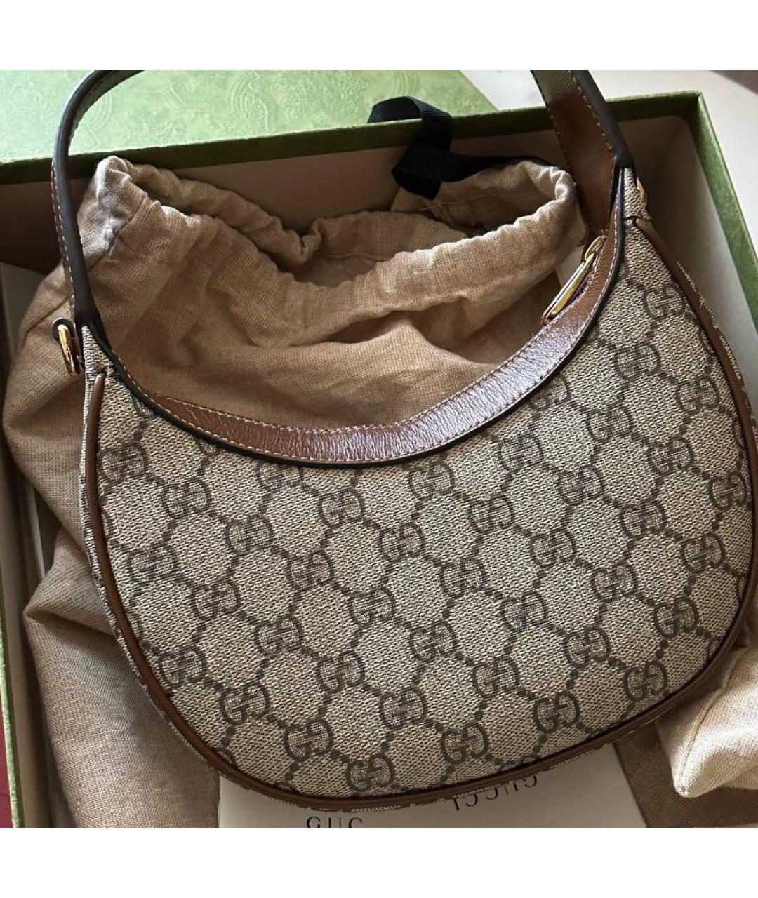 GUCCI Коричневая кожаная сумка через плечо, фото 3