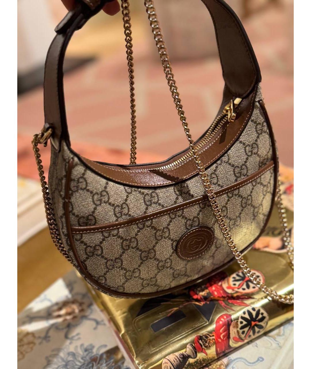 GUCCI Коричневая кожаная сумка через плечо, фото 2