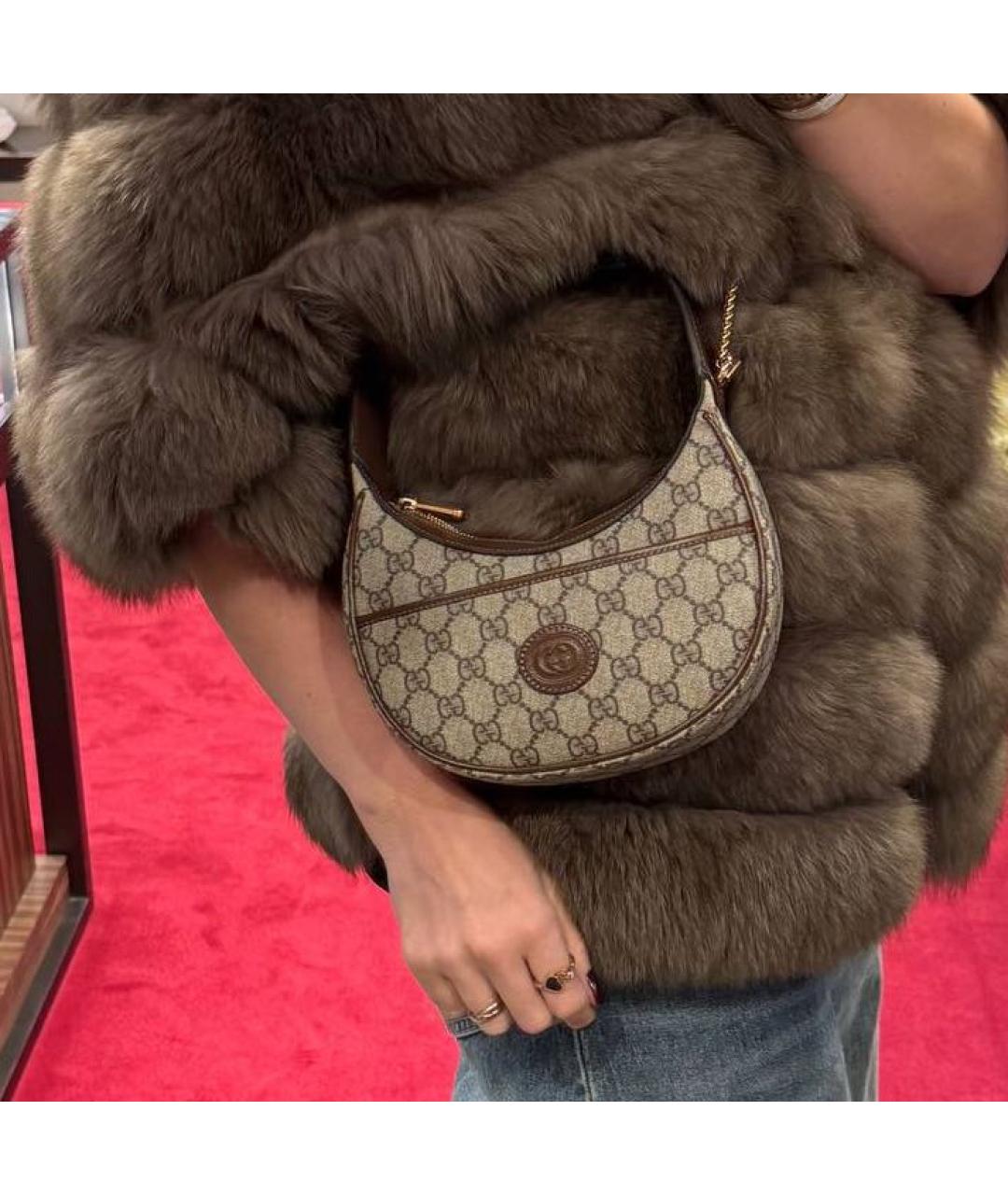 GUCCI Коричневая кожаная сумка через плечо, фото 6