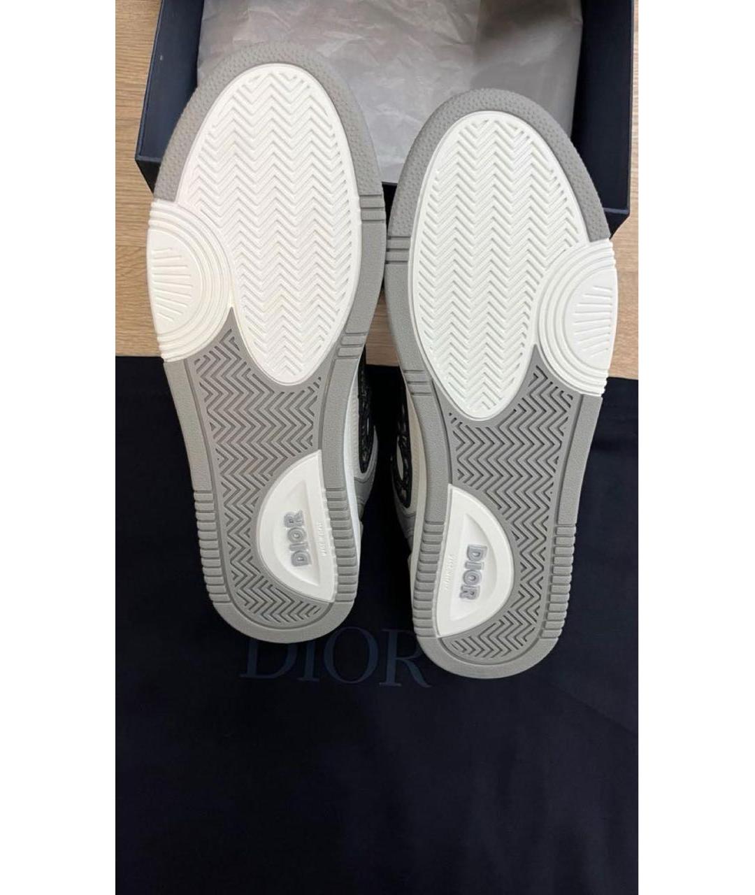 CHRISTIAN DIOR Серые кожаные высокие кроссовки / кеды, фото 6
