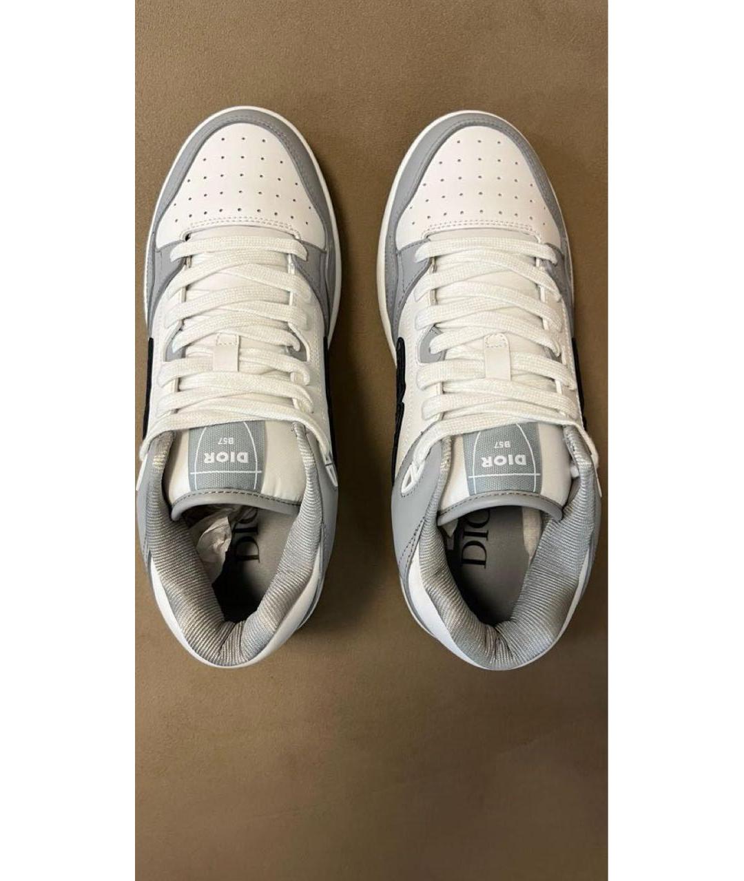 CHRISTIAN DIOR Серые кожаные высокие кроссовки / кеды, фото 3