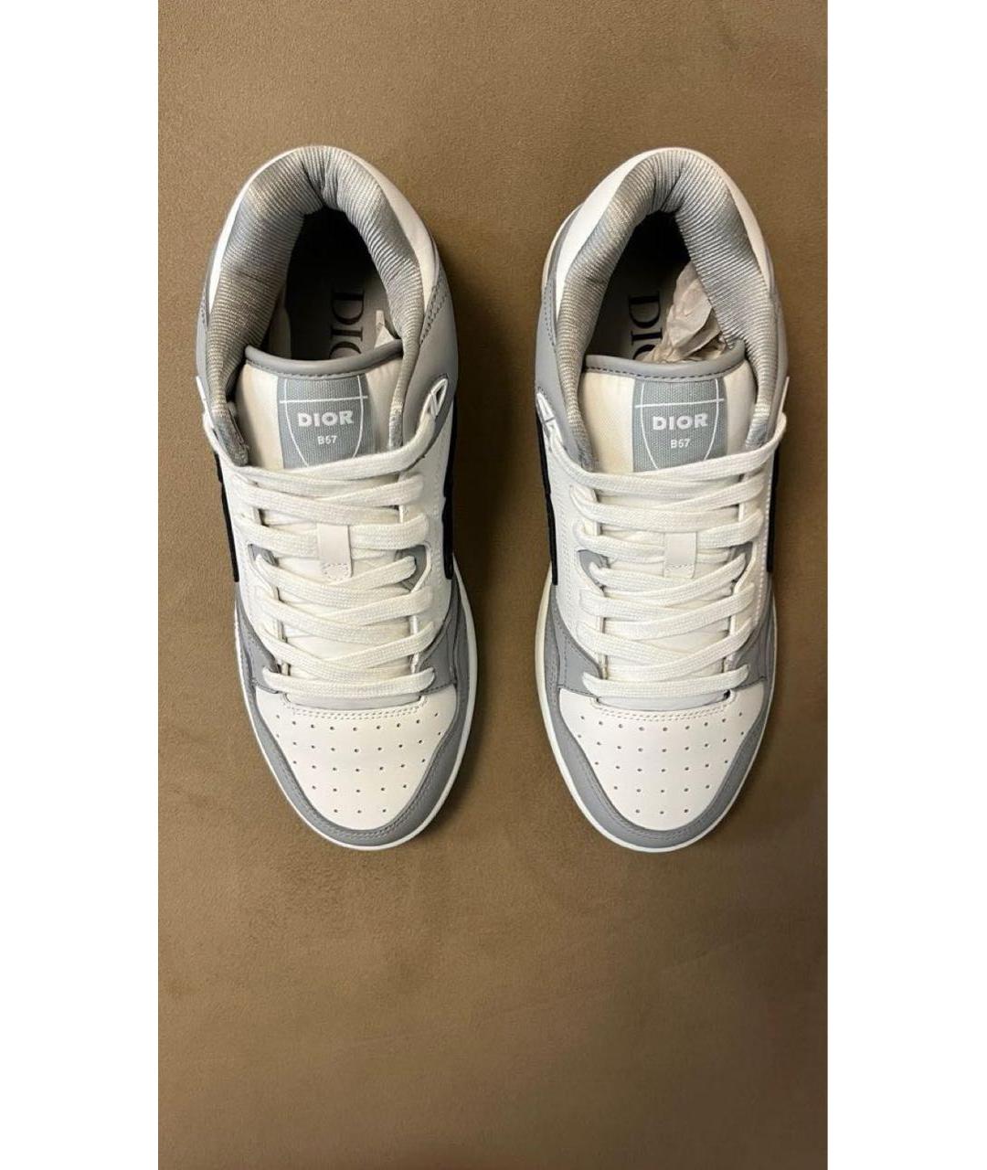 CHRISTIAN DIOR Серые кожаные высокие кроссовки / кеды, фото 2