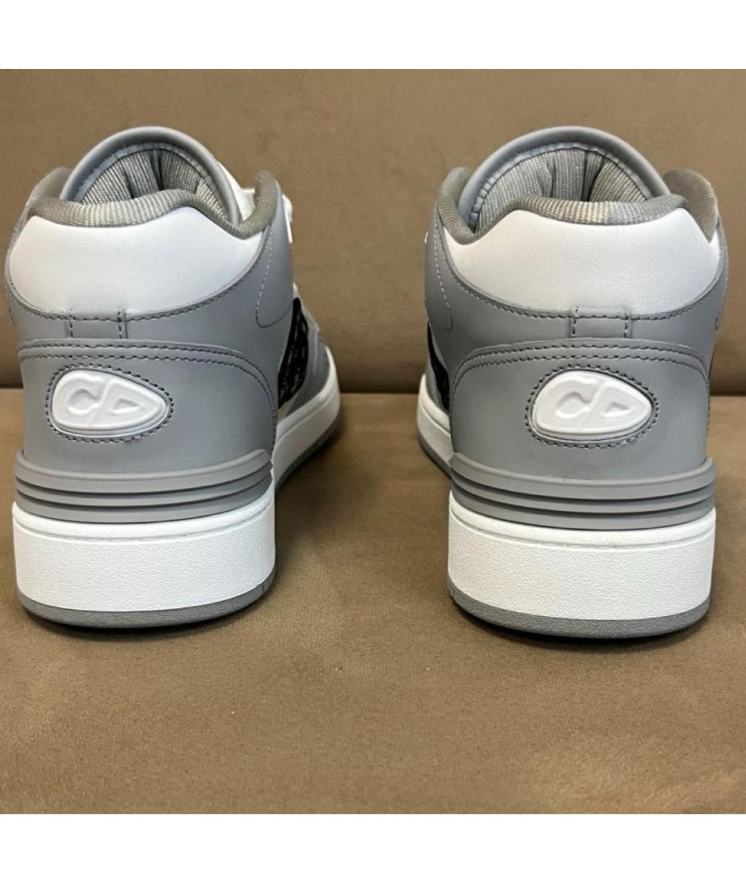 CHRISTIAN DIOR Серые кожаные высокие кроссовки / кеды, фото 4