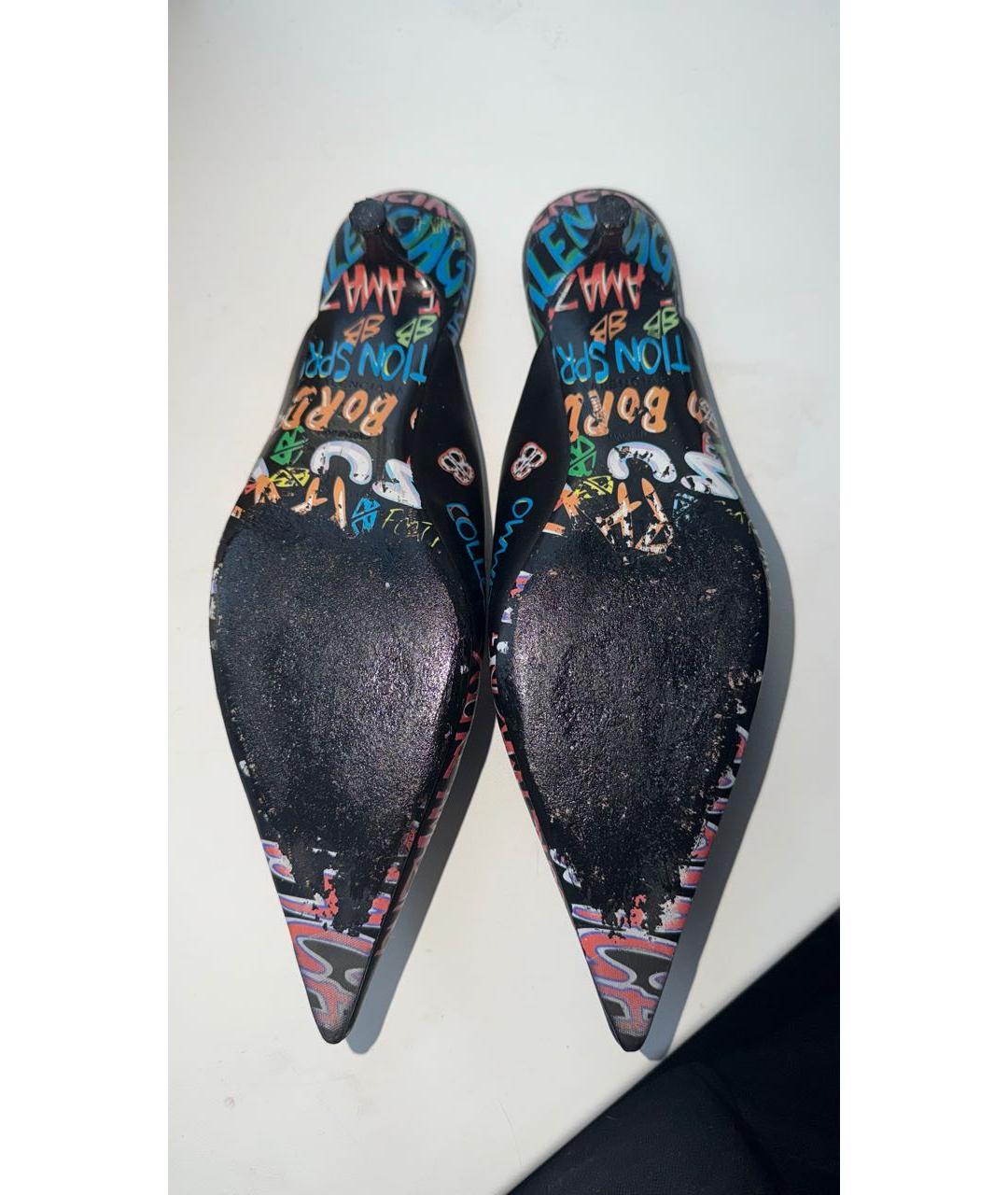 BALENCIAGA Черные кожаные мюли, фото 5