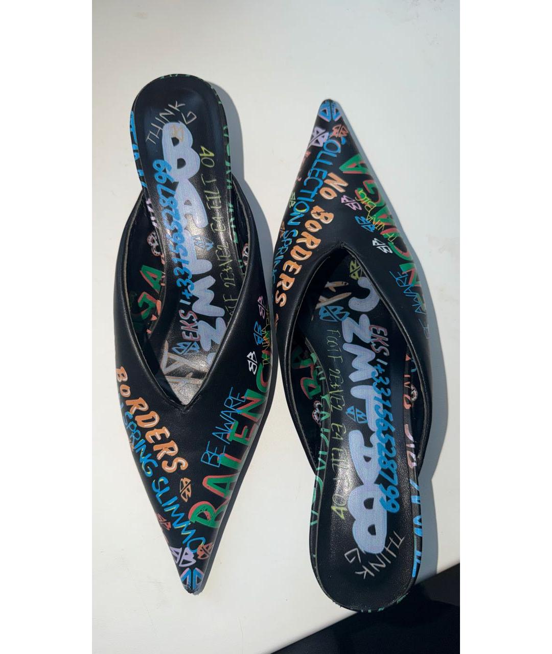 BALENCIAGA Черные кожаные мюли, фото 6