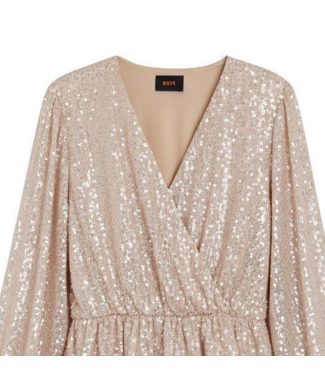 HUGO BOSS Золотое полиэстеровое коктейльное платье, фото 2