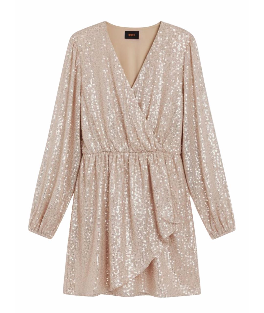 HUGO BOSS Золотое полиэстеровое коктейльное платье, фото 1