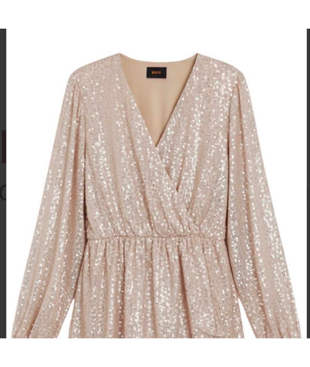 HUGO BOSS Золотое полиэстеровое коктейльное платье, фото 3