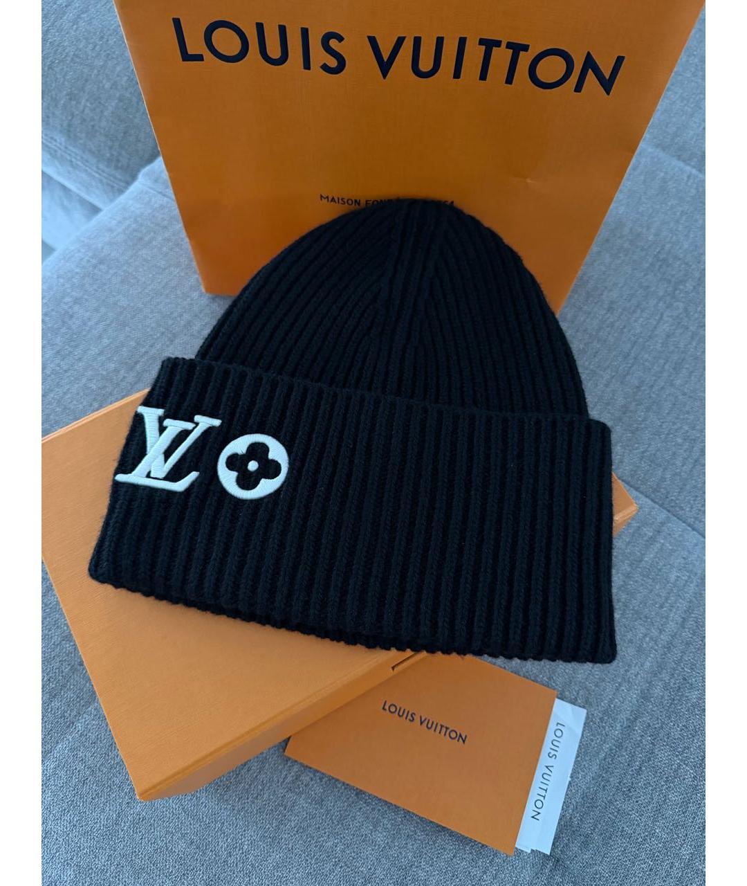 LOUIS VUITTON Черная шерстяная шапка, фото 5