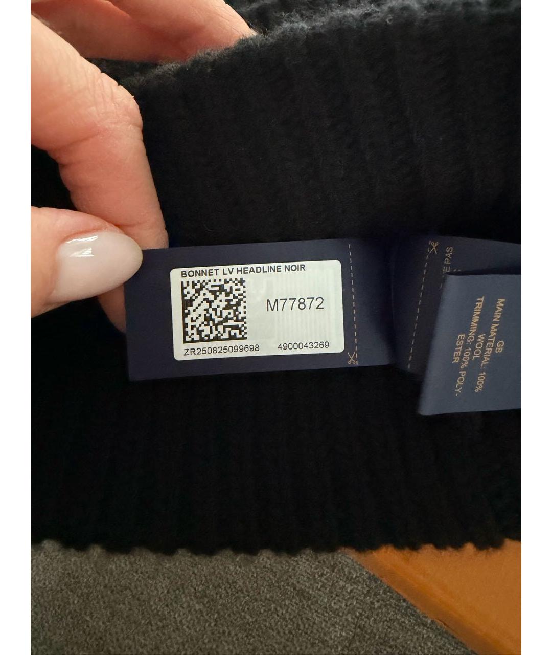 LOUIS VUITTON Черная шерстяная шапка, фото 4