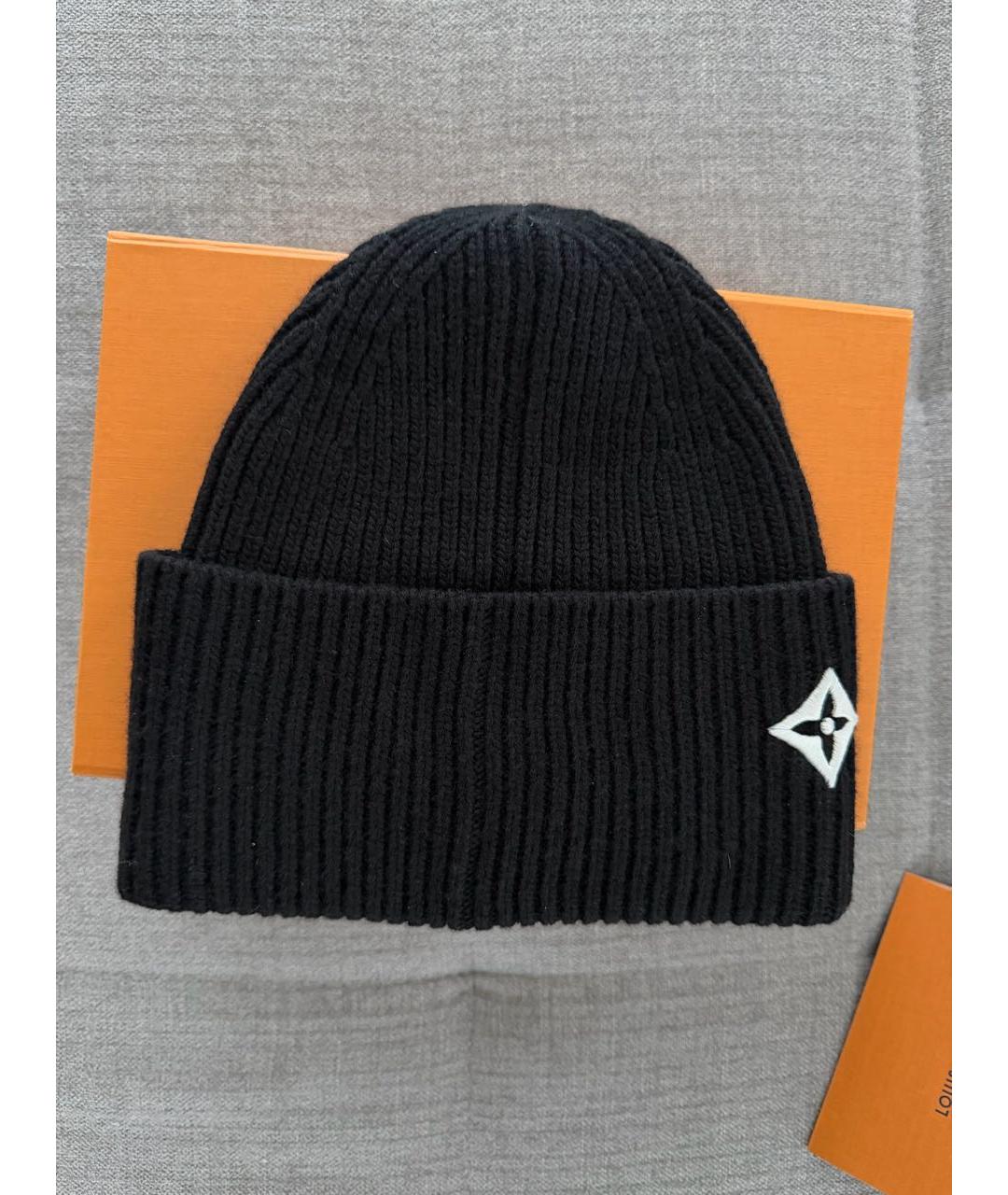 LOUIS VUITTON Черная шерстяная шапка, фото 2