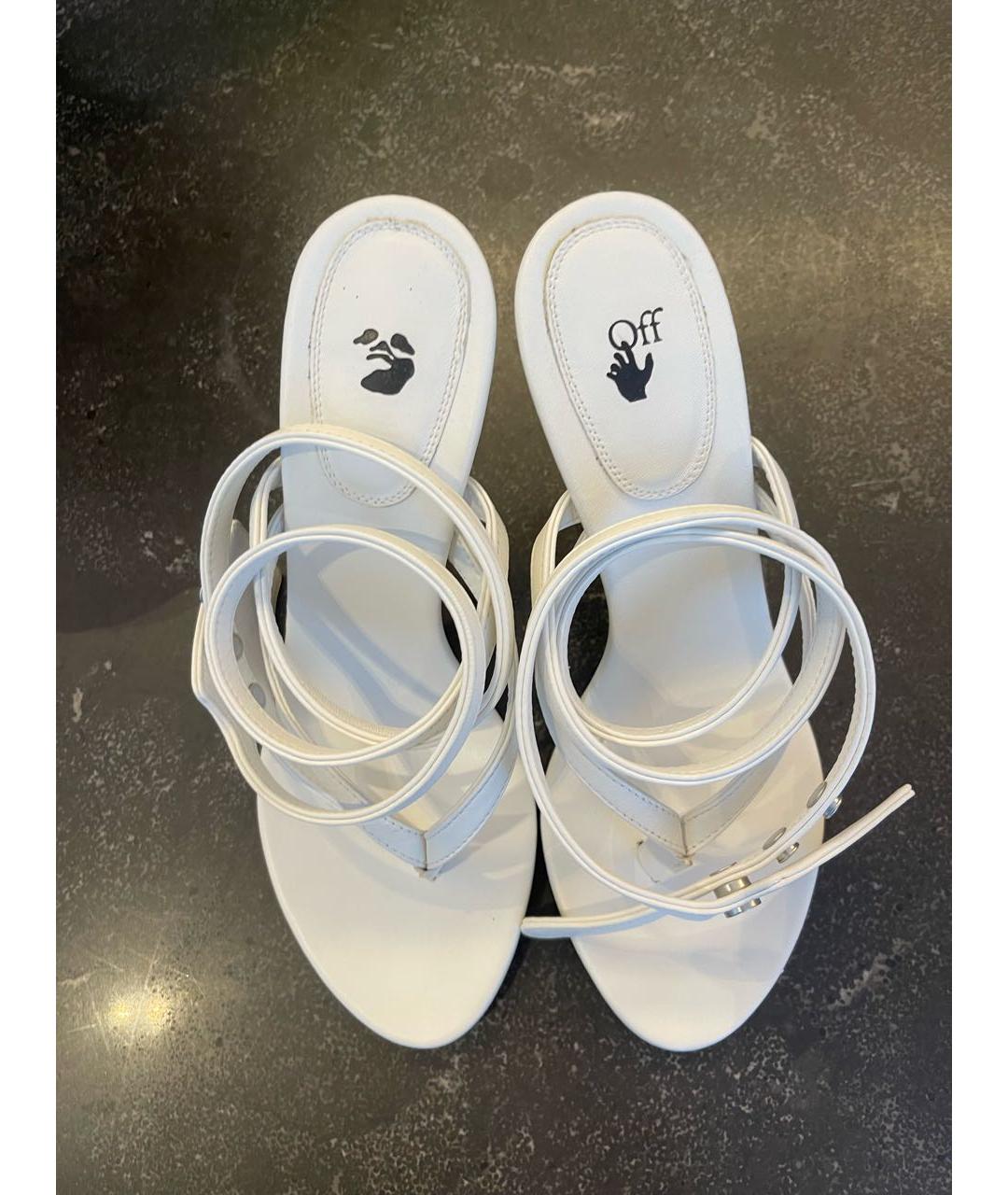 OFF-WHITE Белые кожаные мюли, фото 2