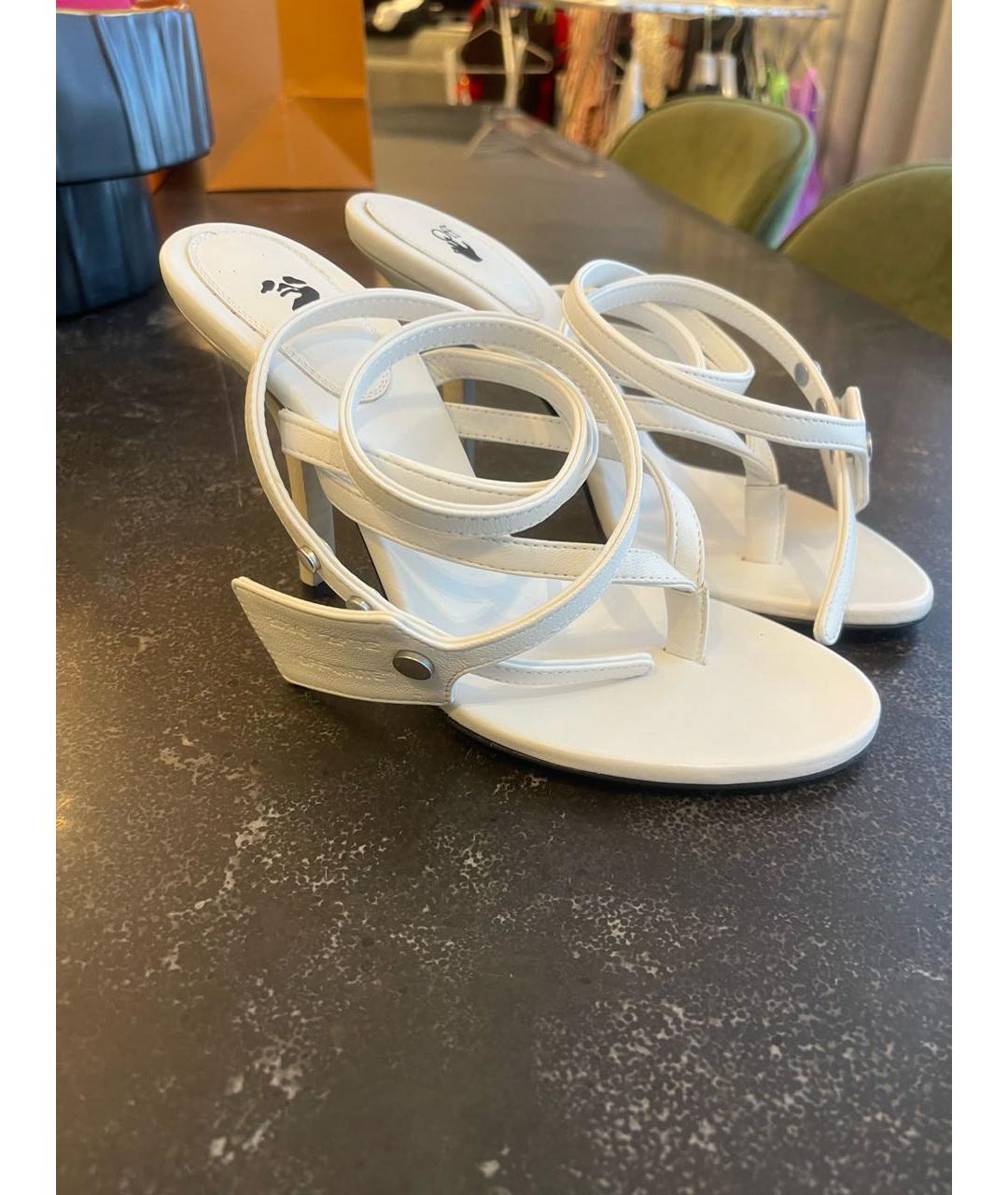 OFF-WHITE Белые кожаные мюли, фото 6